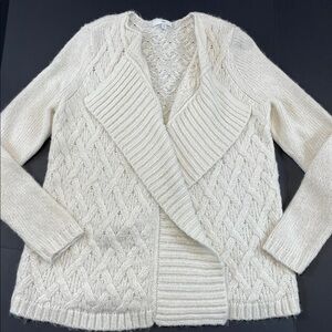 Gap Cream Cable Knit Open Front Cardigan Sweater Women’s Sz M
